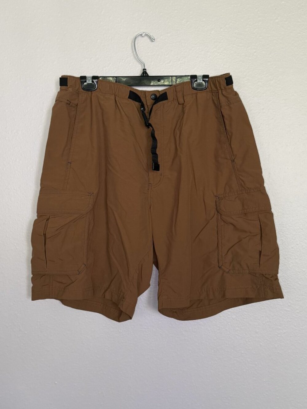 REI Co op Sahara Cargo Hiking Shorts Mens XL Tan Nylon Belted Trail Utility Tech